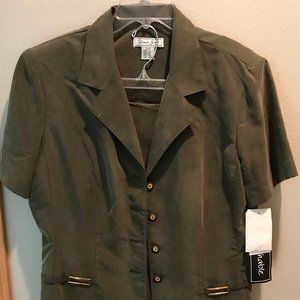 Olive green skirt suit